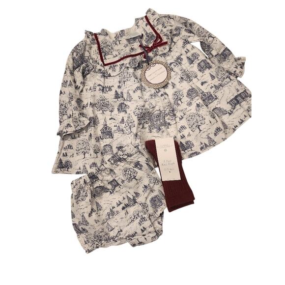 6M New Edgehill Collection Winter Scence Dress And Knee High Socks - Picture 1 of 5